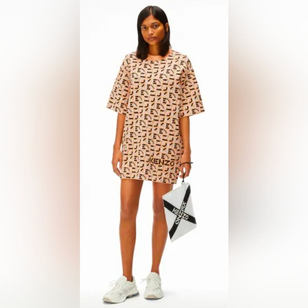 KENZO Monogram Jacquard Mini T Shirt Dress Medium